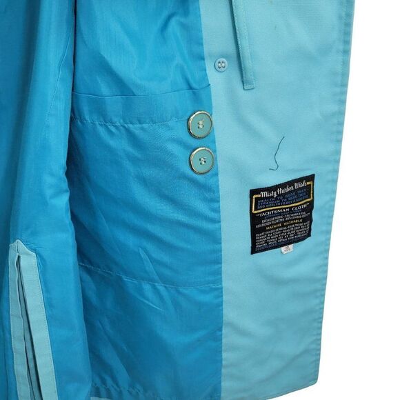 Vintage Misty Harbor Raincoat Trench 10 Blue Double Breasted Yachtsman Cloth - Picture 14 of 17